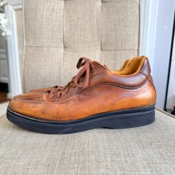 Santoni Club Leather Low-Top Oxford Sneakers – Brown (Size 10) - Picture 3 of 13